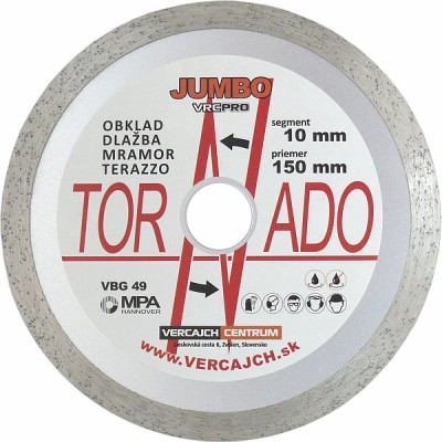 Diamantový rezný kotúč 150 x 22,23 mm plný TORNADO Jumbo