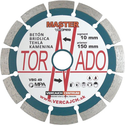 Diamantový rezný kotúč 150 x 22,23 mm segmentový TORNADO Master